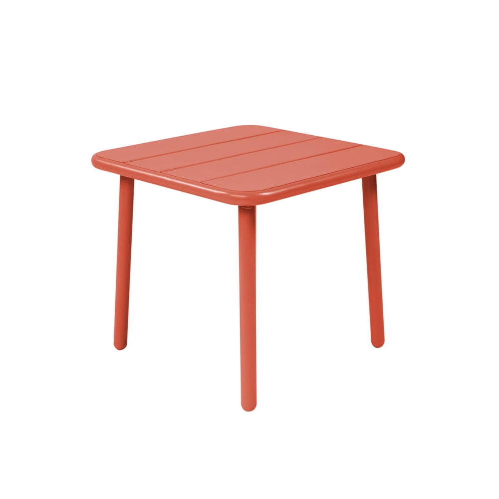 Table basse de jardin carrée acier 45cm terracotta