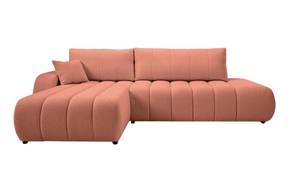 Canapé d'angle convertible tissu bouclette 4 places Terracotta - Droit