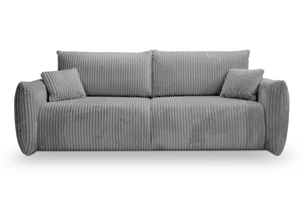 Canapé droit convertible velours côtelé 3 places gris foncé