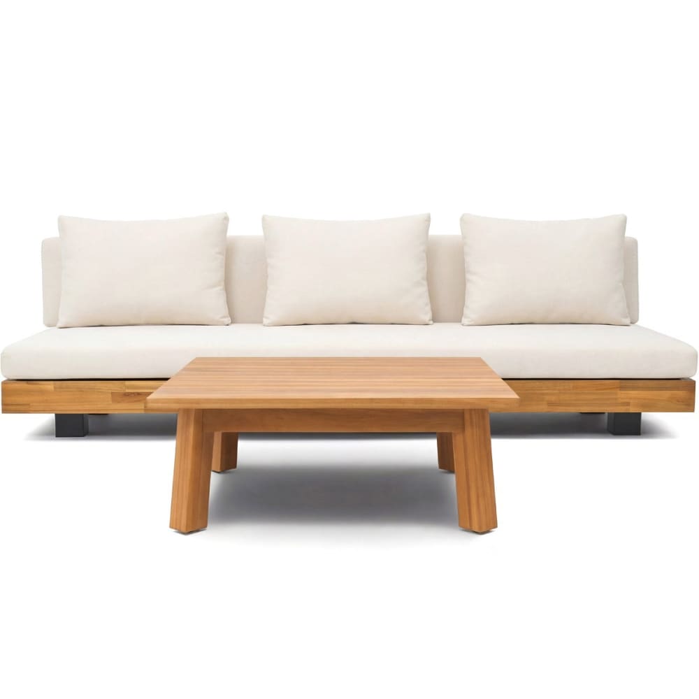 Salon de jardin 3 places en bois FSC - canap. 3 pl + table - beige