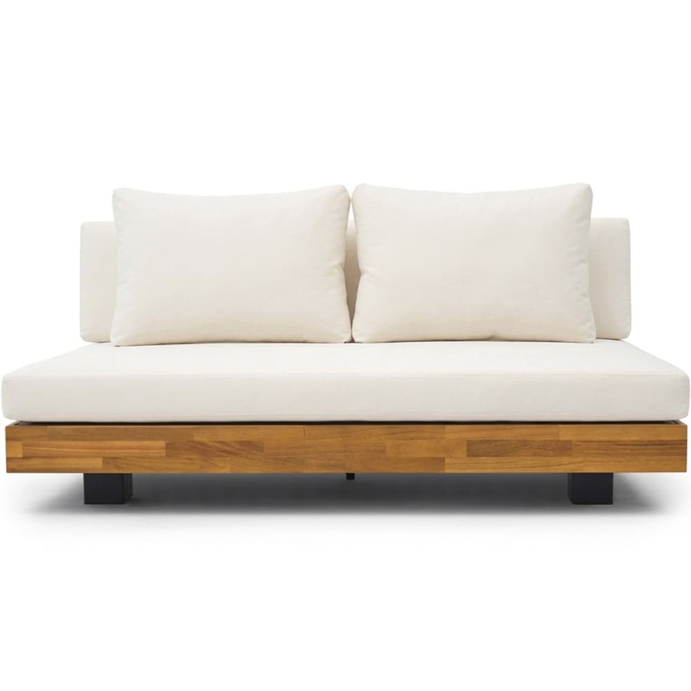 Canapé de jardin 2 places - bois FSC - coussins beiges