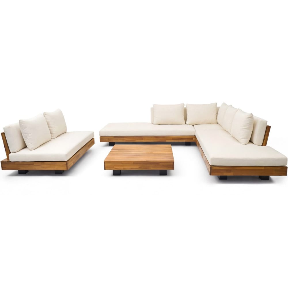 Salon de jardin 7 places - bois FSC - Canapé 5 pl, Canapé 2 pl, table