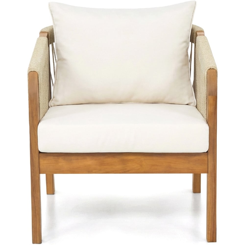 Lot de 2 fauteuils de jardin - bois FSC - coussins beiges