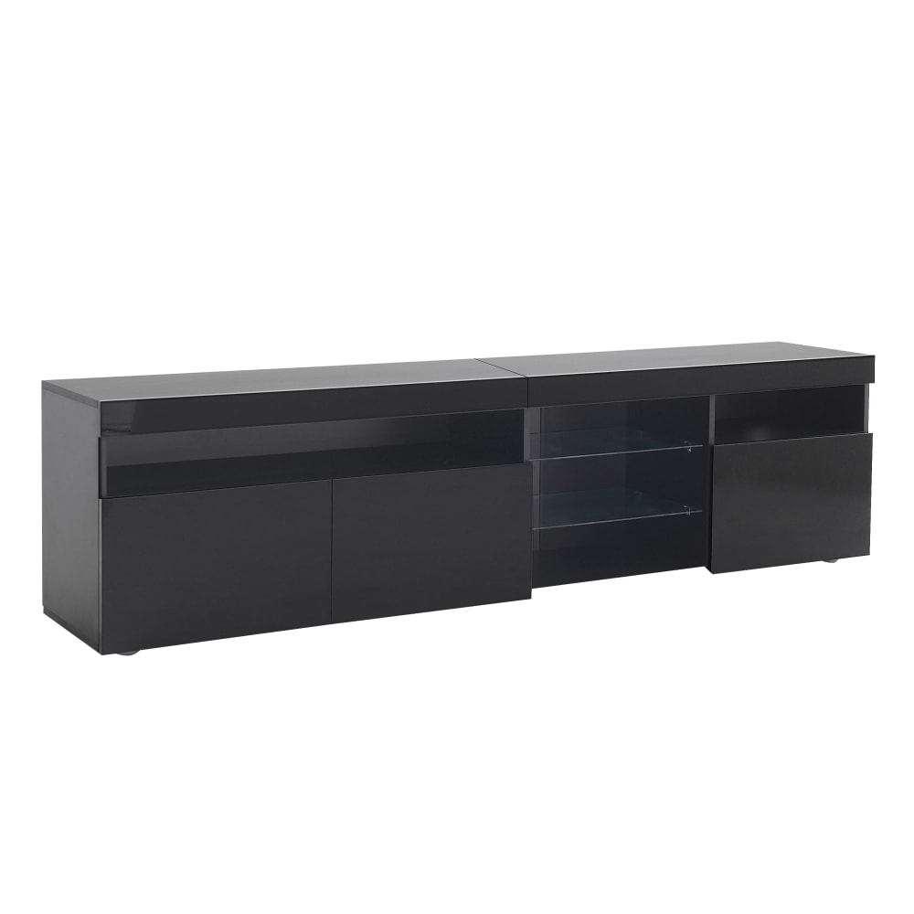 meuble tv avec led et - noir brillant