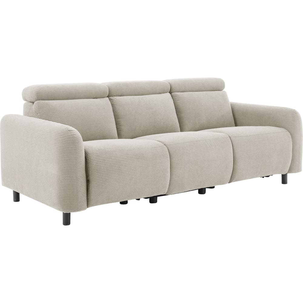 Canapé relax électrique 3 places 2 relax en velours côtelé crème