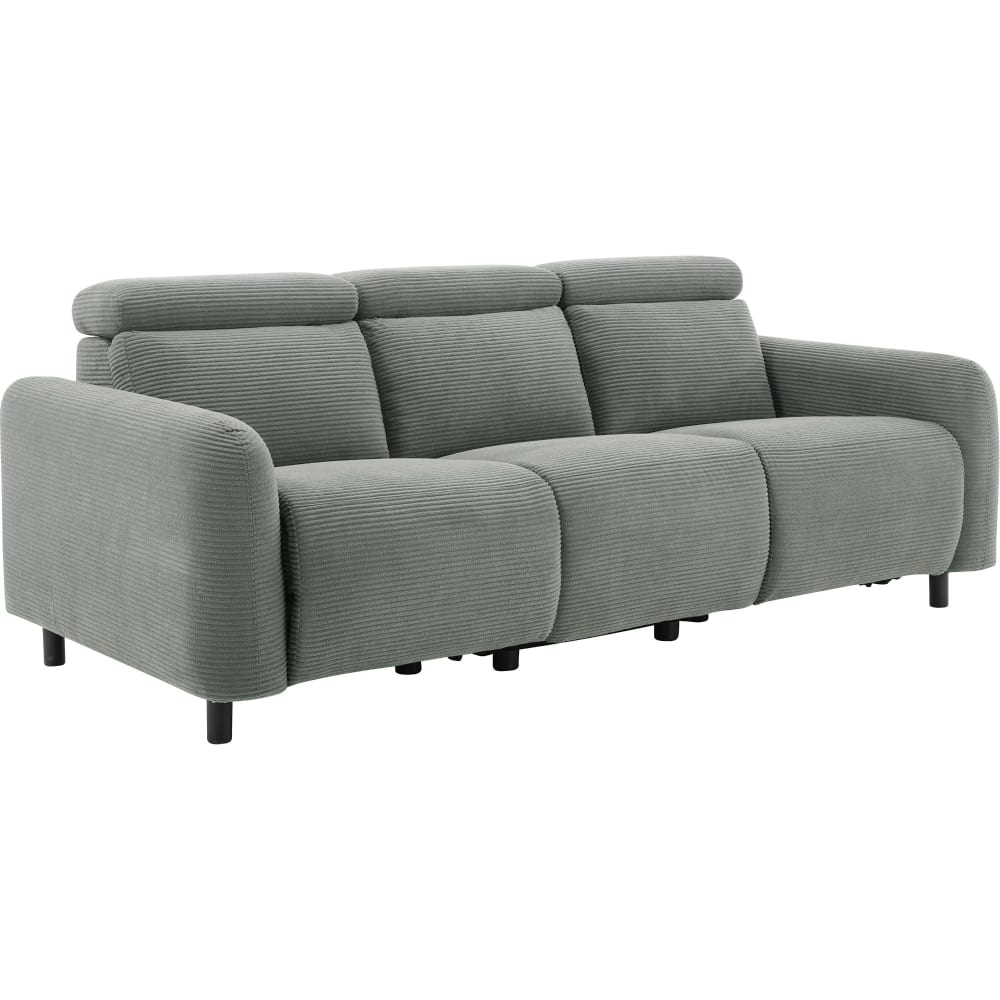 Canapé relax manuel 3 places 2 relax en velours côtelé gris