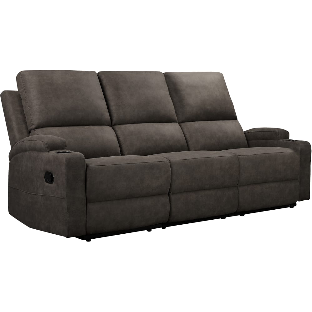 Canapé relax manuel 3 places avec 2 relax en microfibre anthracite