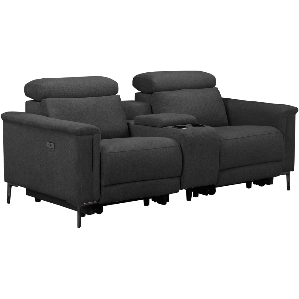 Canapé relax électrique 2 places en tissu anthracite