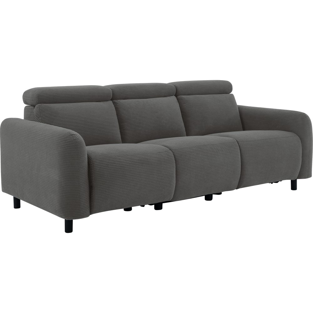 Canapé relax manuel 3 places 2 relax en velours côtelé anthracite