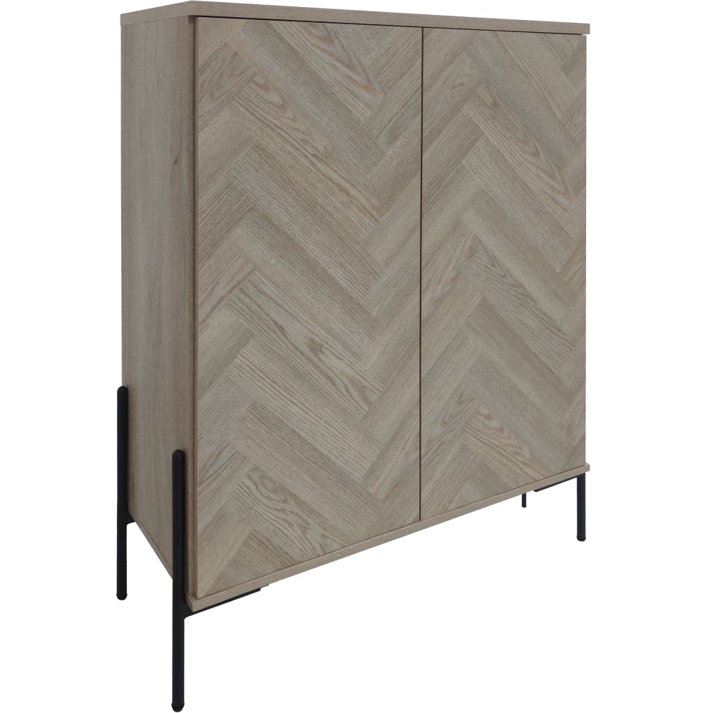 Armoire avec 2 portes effet chevrons chêne