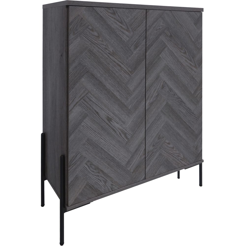 Armoire avec 2 portes effet chevrons chêne gris