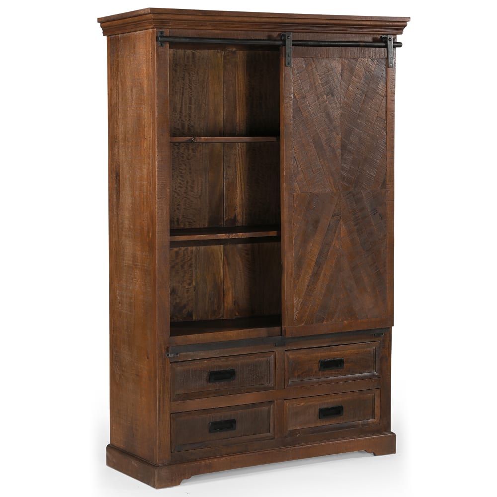 Armoire avec 1 porte et 4 tiroirs en bois marron