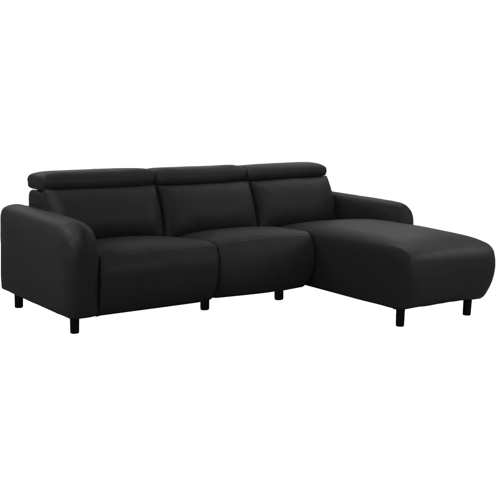 Canapé relax manuel 3 places méridienne D en PU noir