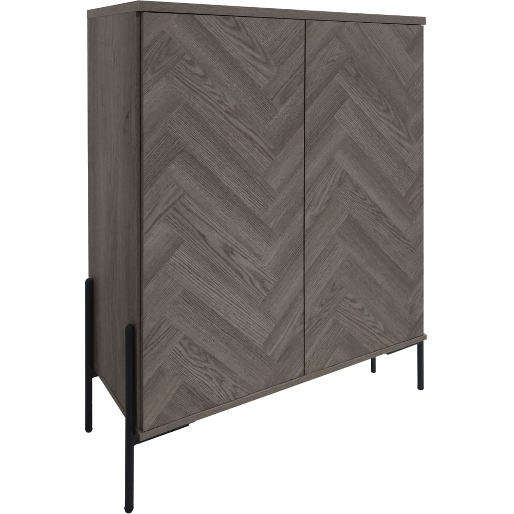 Armoire avec 2 portes effet chevrons chêne blanc