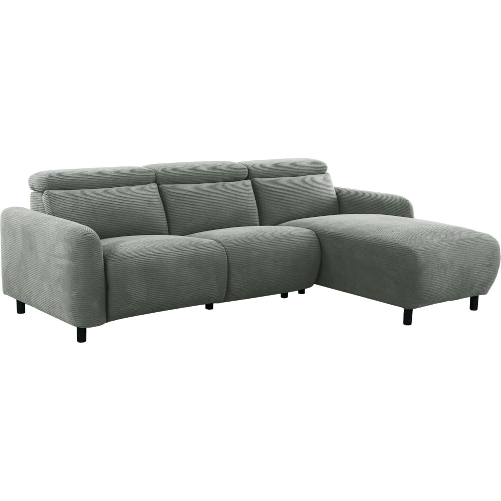 Canapé relax manuel 3 places méridienne D en velours côtelé gris