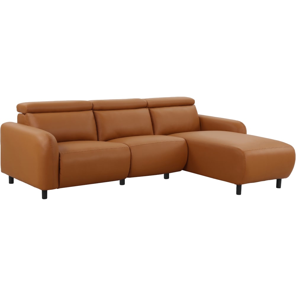 Canapé relax électrique 3 places méridienne D en PU cognac