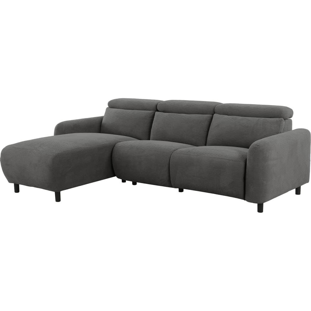 Canapé relax élec 3 places méridienne G en velours côtelé anthracite