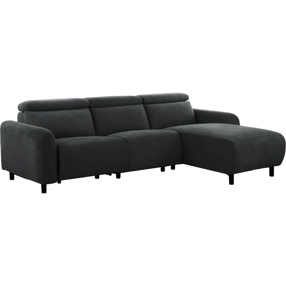 Canapé relax électrique 3 places méridienne D en tissu anthracite