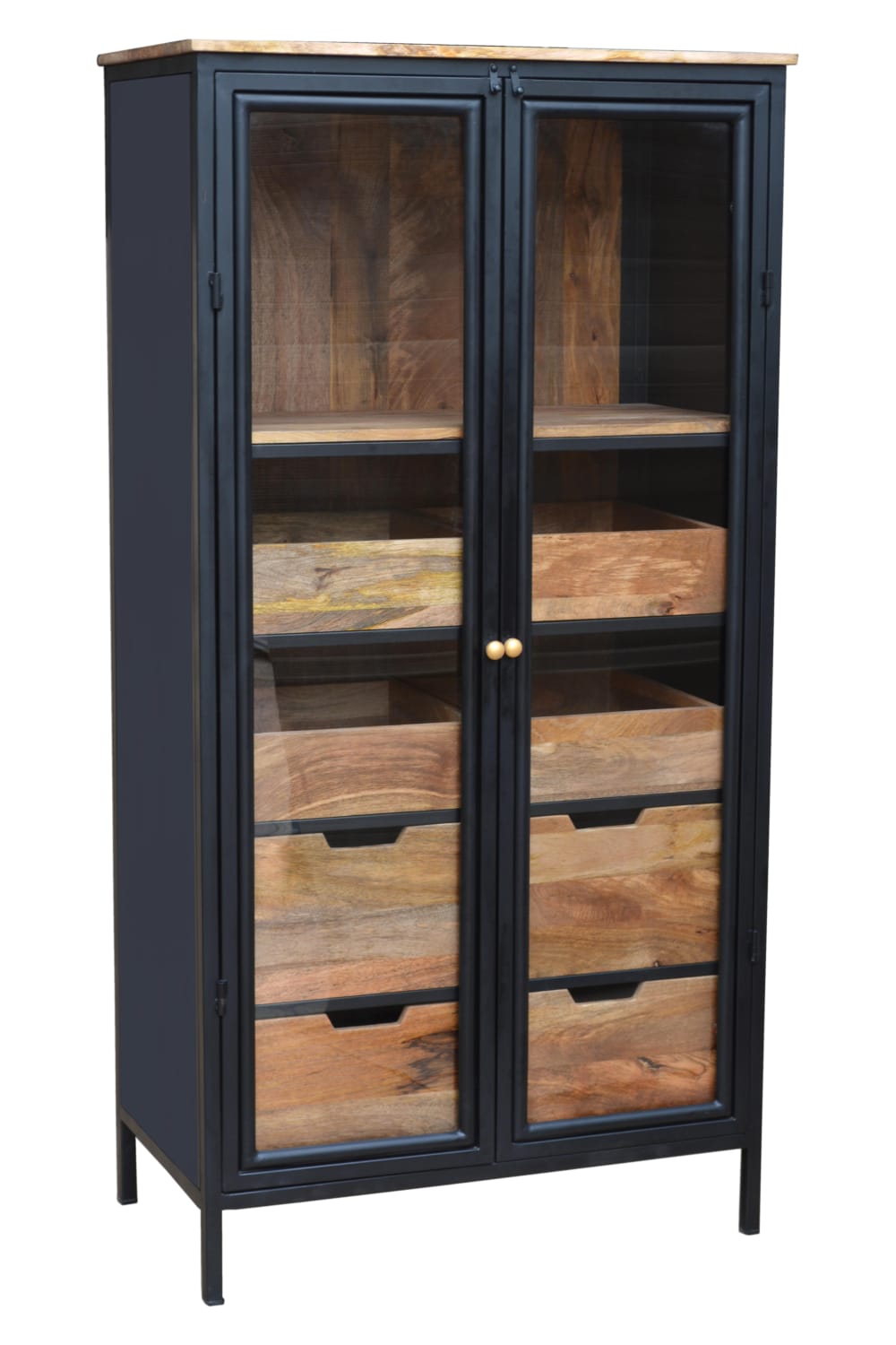 Armoire à vin avec 2 portes vitrées en bois noir
