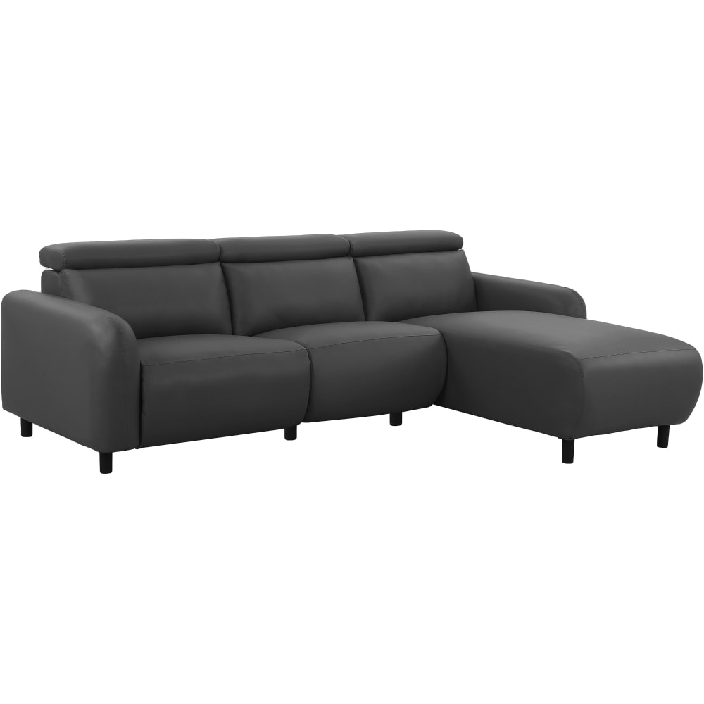 Canapé relax manuel 3 places méridienne D en PU gris