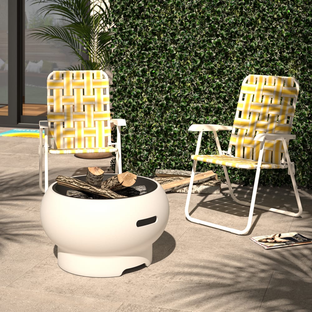 Brasero en métal blanc