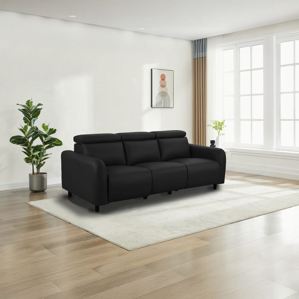 Canapé relax électrique 3 places avec 2 relax en PU noir