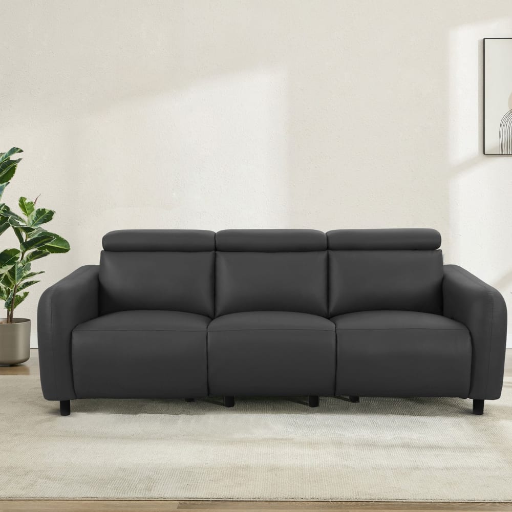 Canapé relax manuel 3 places avec 2 relax en PU gris