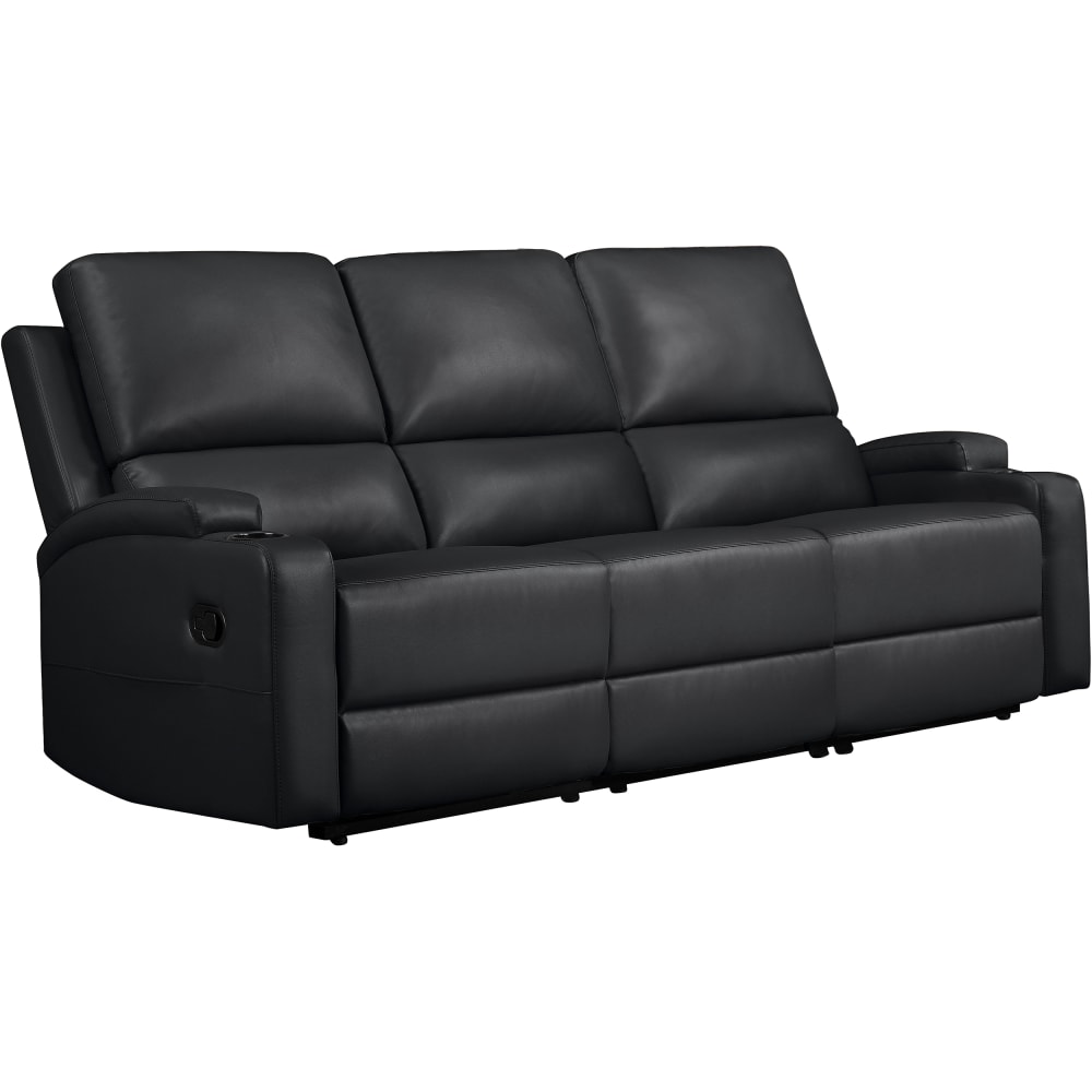 Canapé relax manuel 3 places avec 2 relax en PU noir