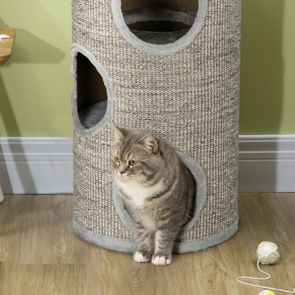 Tonneau à gratter pour chat Panneau de particules, Peluche Gris