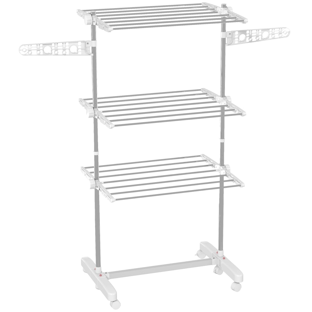 Séchoir à linge étendoir pliable ailes latérales acier blanc — Beyit