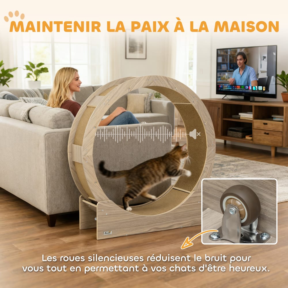 Roue d'exercice pour chat Plaque multicouche Marron