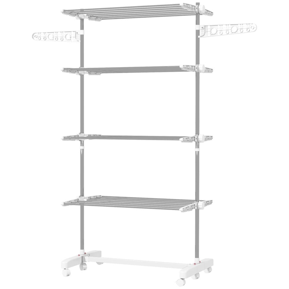 Étendoir à Linge pliable ailes latérales Acier Inoxydable blanc — Beyit