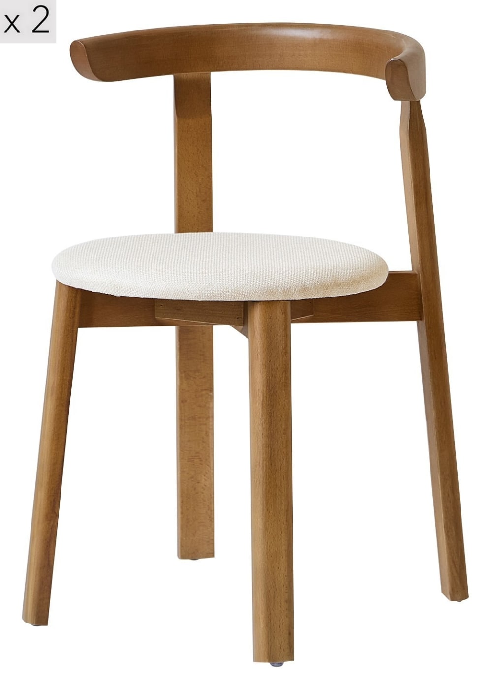 Esszimmerstühle (2er Set) aus dunklem Holz und Stoff Beige -