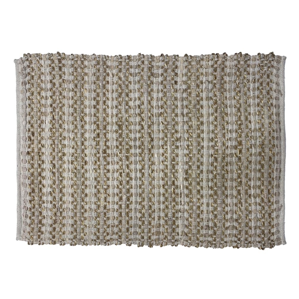 Tapis rectangulaire en coton avec motifs marrons et écrus 90 x 60 cm