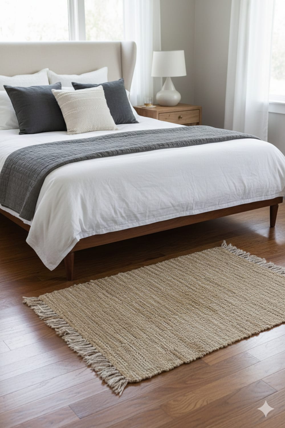 Tapis rectangulaire en coton avec motifs marrons et écrus 90 x 50 cm — vue 4