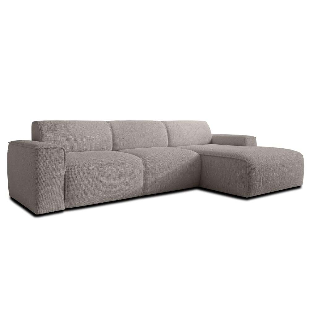 Ax Living 4-Sitzer Ecksofa rechts aus Veloursstoff, Beige style modern Beige