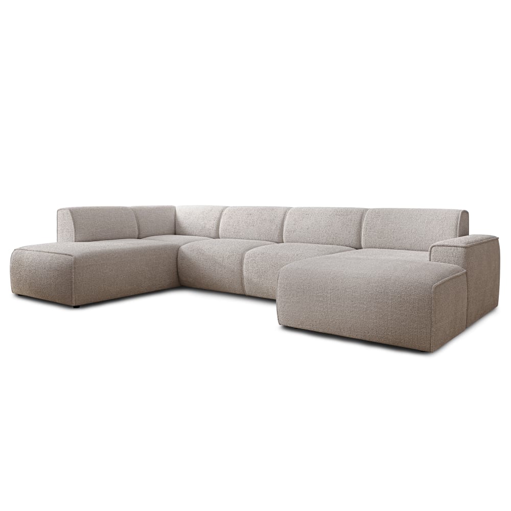 Ax Living Moderne Wohnlandschaft aus Veloursstoff Creme, links style modern Beige