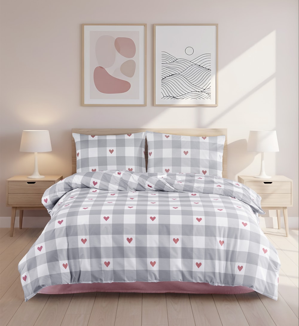 Parure housse de couette et taies d'oreiller 240x220 cm coton imprimé