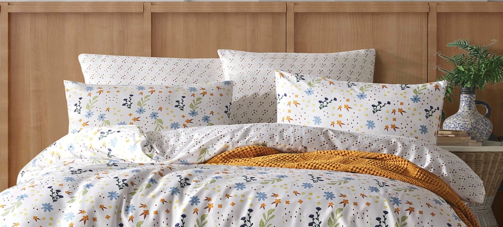 Parure housse de couette et taie d'oreiller 140x200 cm coton imprimé - Maisons du Monde