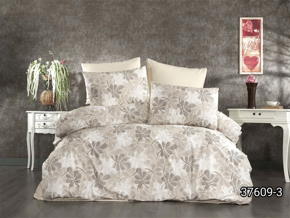 Blanc Avenue Bettwäschegarnitur für 1 Person 140x200 cm+ 1 Kopfkissenbez 65x65 cm Beige Öko-Tex Zertifikat Baumwolle