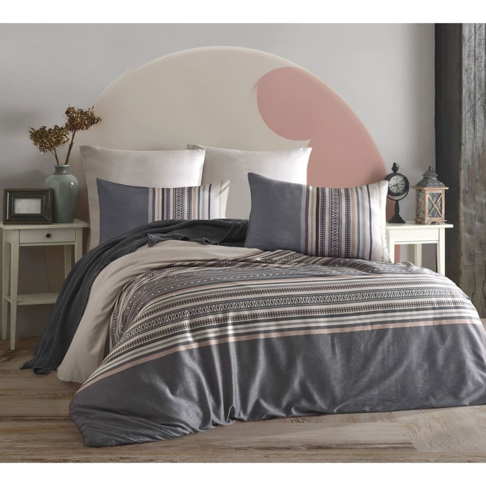 Parure housse de couette et taies d'oreiller 200x200 cm coton imprimé