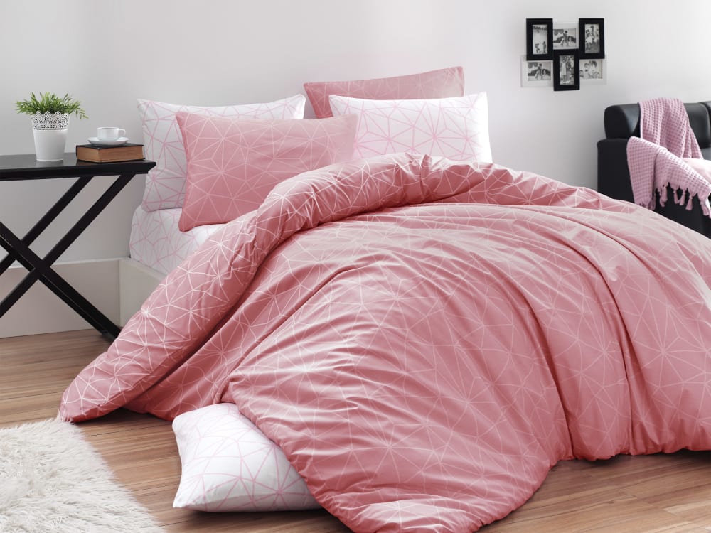 Blanc Avenue Bettwäschegarnitur für 1 Person 140x200 cm+ 1 Kopfkissenbez 65x65 cm Rosa Öko-Tex Zertifikat Baumwolle