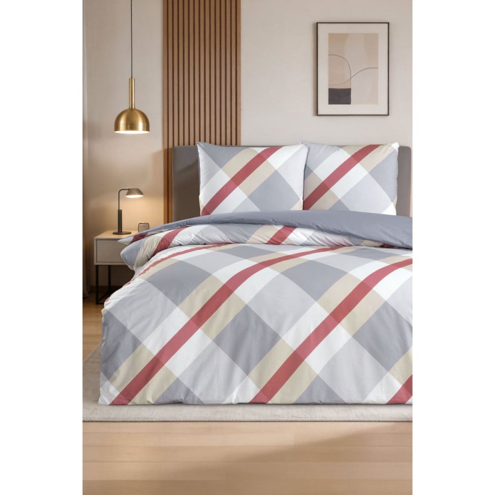 Parure housse de couette et taies d'oreiller 240x220 cm coton imprimé