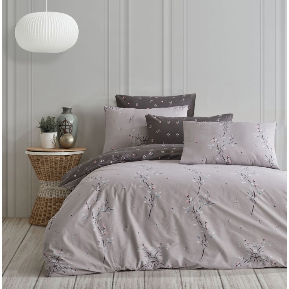 Blanc Avenue Bettwäschegarnitur 1 Bettbezug 240x220 cm+2 Kopfkissenbez 65x65 cm Grau Öko-Tex Zertifikat Baumwolle