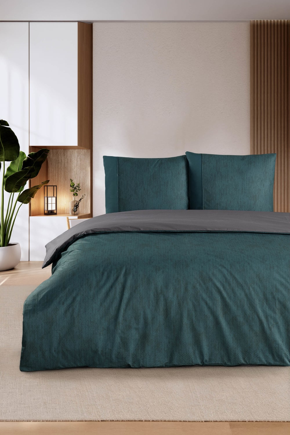 Parure housse de couette et taie d'oreiller 140x200 cm coton imprimé