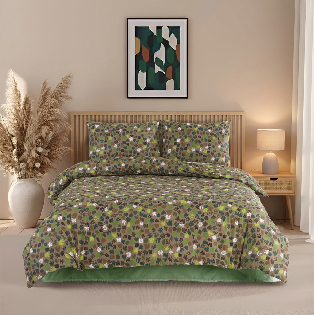 Parure housse de couette et taie d'oreiller 140x200 cm coton imprimé