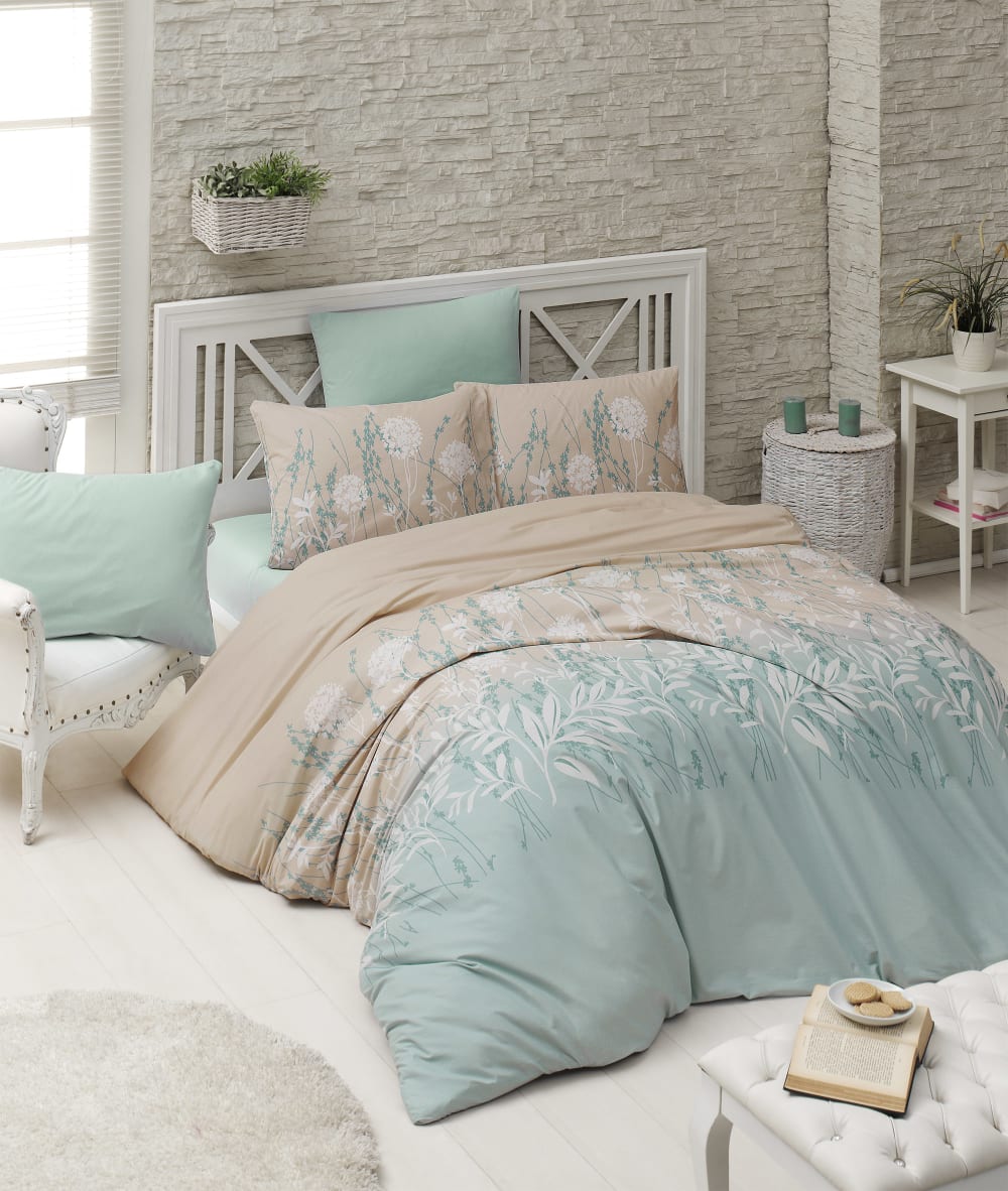 Parure housse de couette et taie d'oreiller 140x200 cm coton imprimé