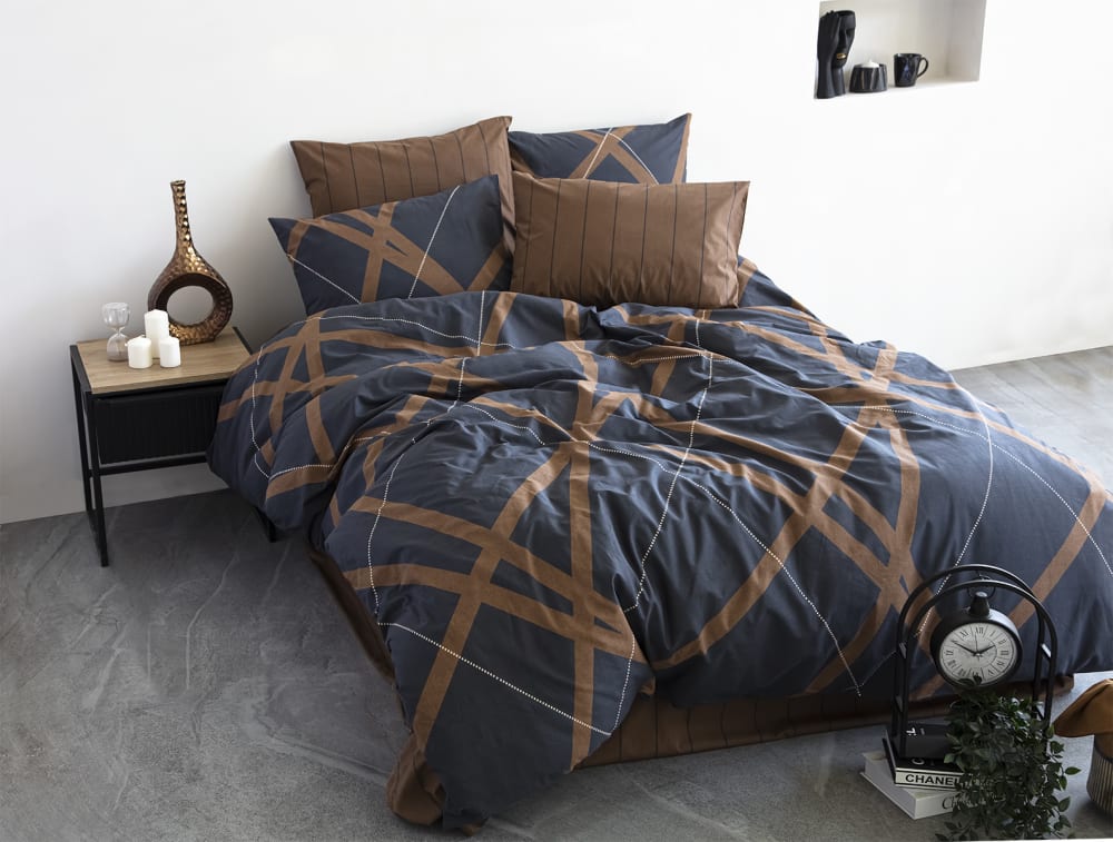 Parure housse de couette et taie d'oreiller 140x200 cm coton imprimé