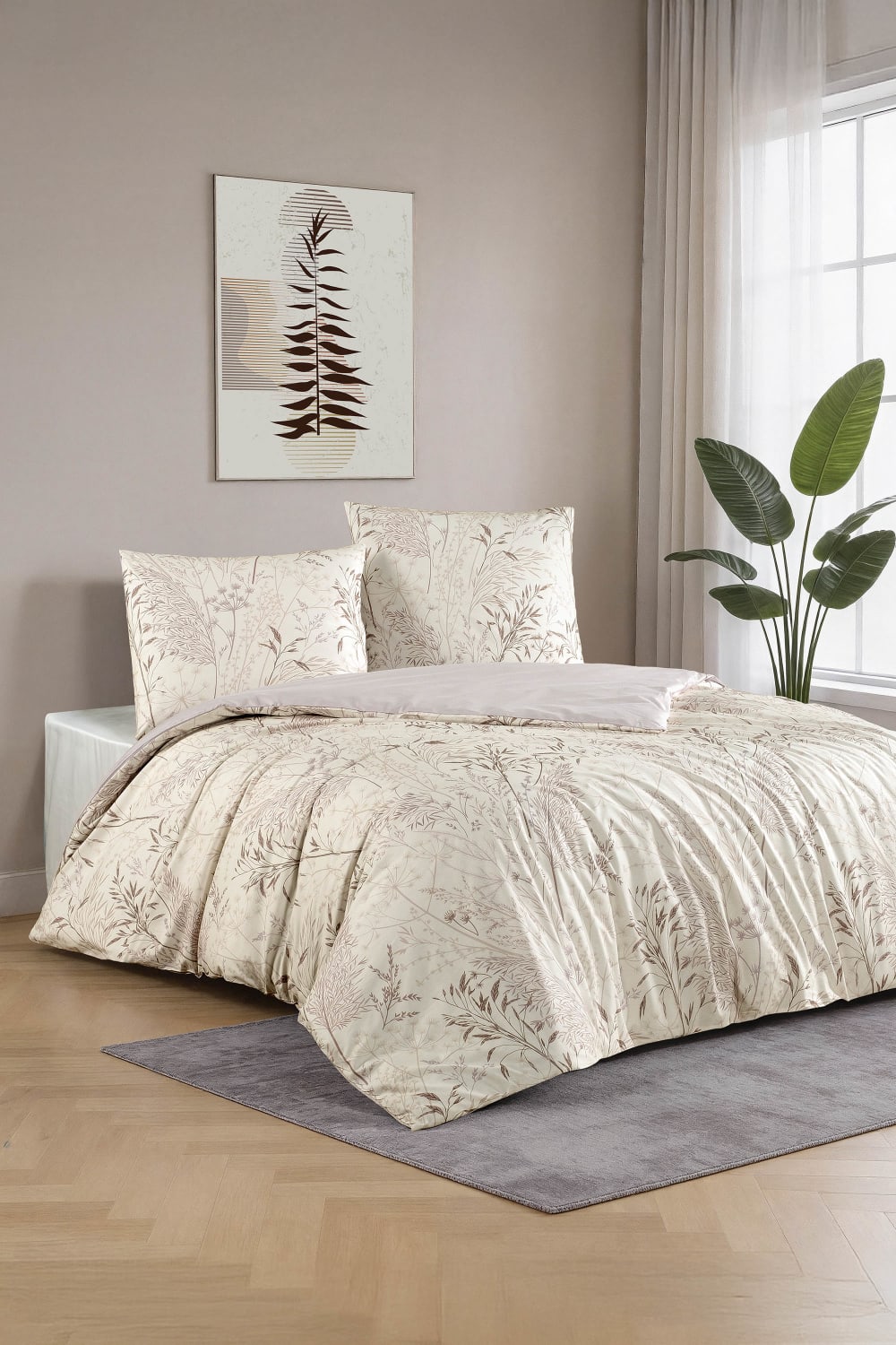 Parure housse de couette et taies d'oreiller 240x220 cm coton imprimé