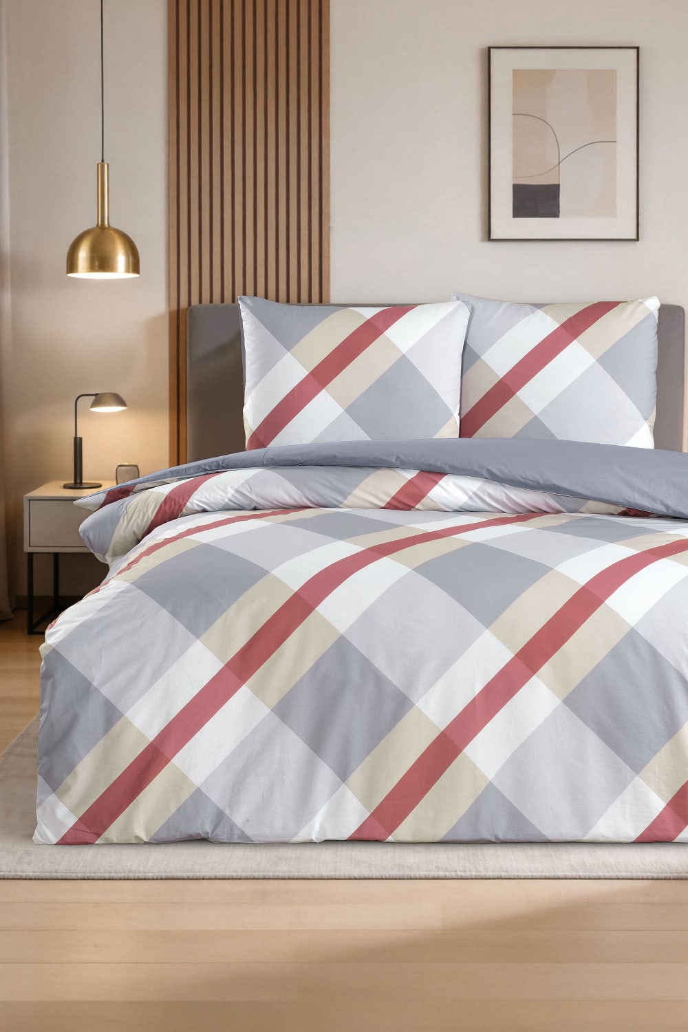 Parure housse de couette et taie d'oreiller 140x200 cm coton imprimé